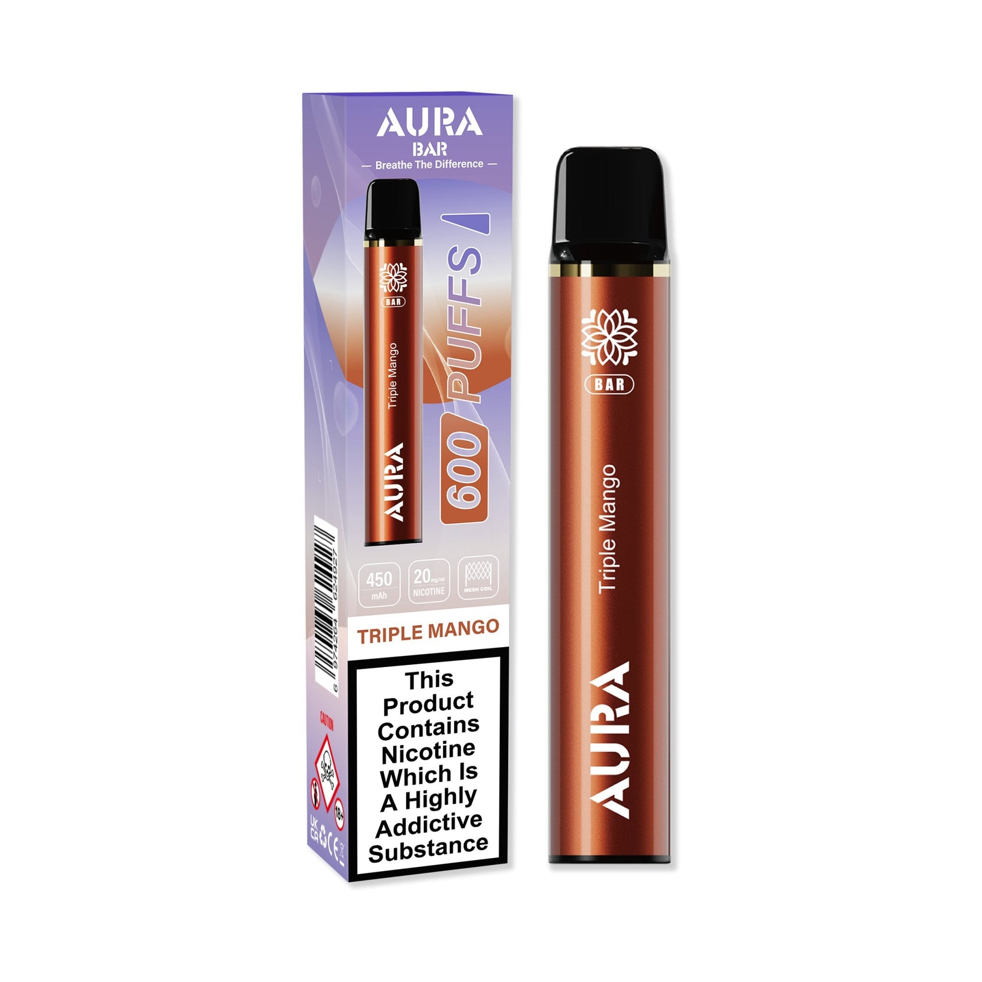 Aura Bar 600 Puffs Disposable Vape Pod Box of 10 - Vaperdeals