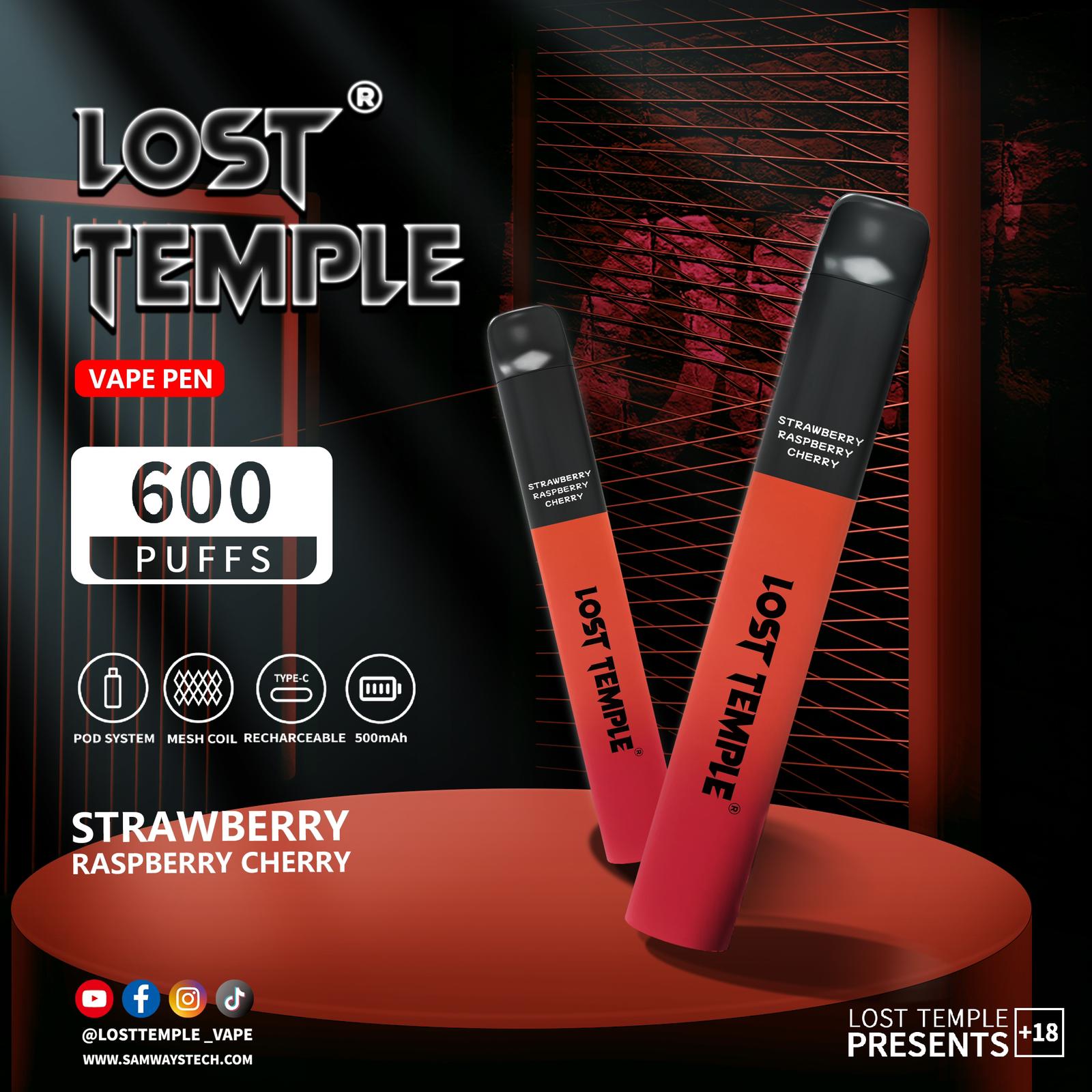 Lost Temple 600 Puffs Disposable Vape Device Kit Box of 10 - Vaperdeals