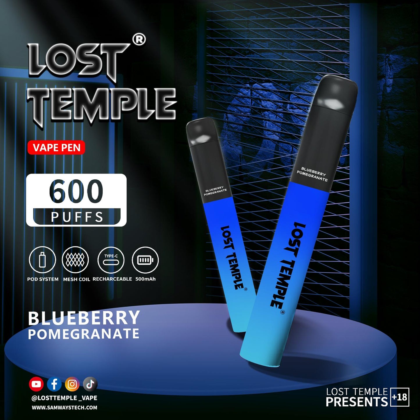 Lost Temple 600 Puffs Disposable Vape Device Kit Box of 10 - Vaperdeals