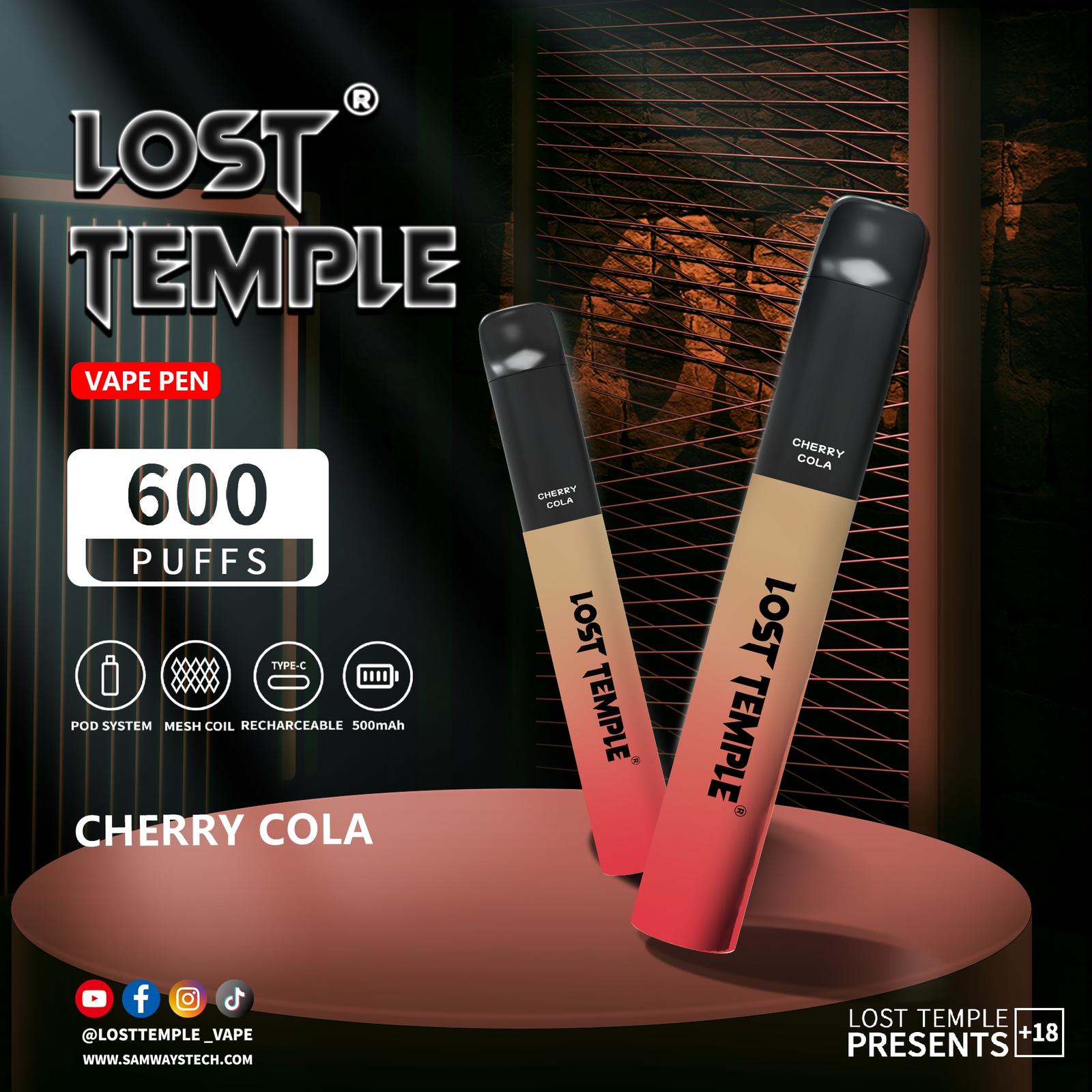 Lost Temple 600 Puffs Disposable Vape Device Kit Box of 10 - Vaperdeals