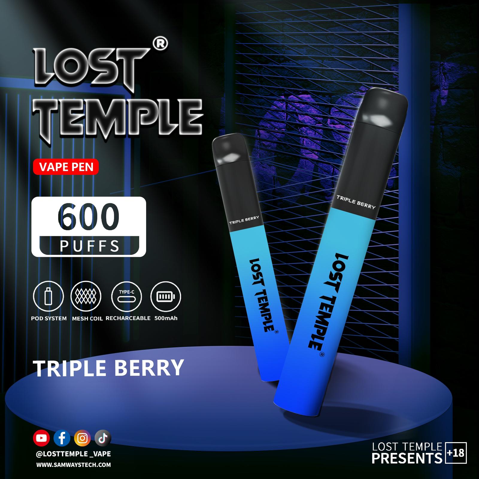 Lost Temple 600 Puffs Disposable Vape Device Kit Box of 10 - Vaperdeals