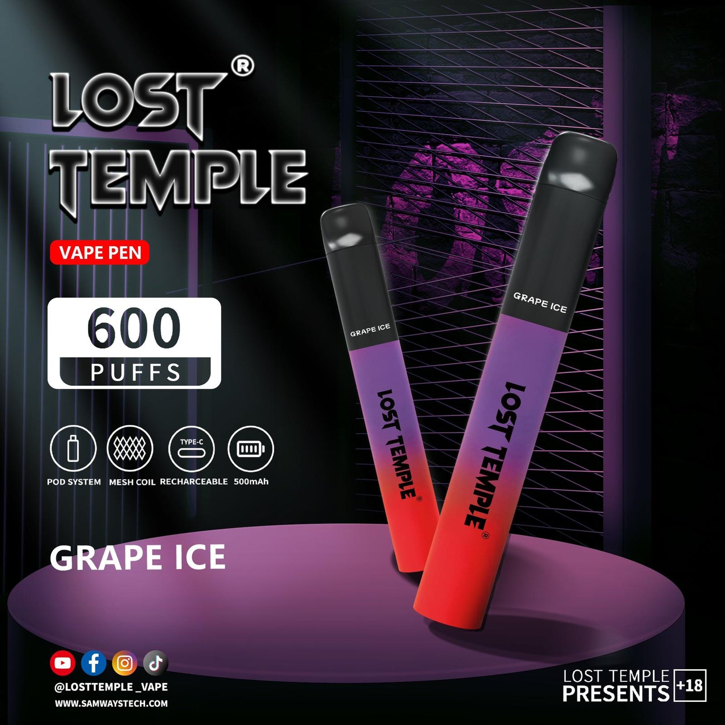 Lost Temple 600 Puffs Disposable Vape Device Kit Box of 10 - Vaperdeals