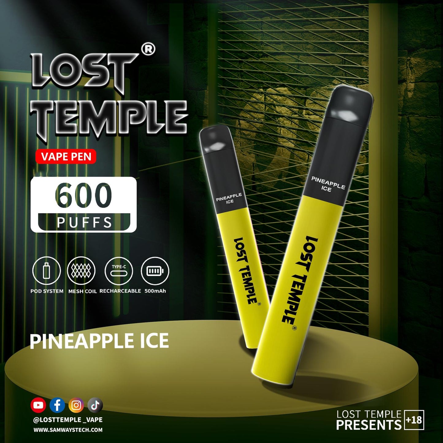 Lost Temple 600 Puffs Disposable Vape Device Kit Box of 10 - Vaperdeals